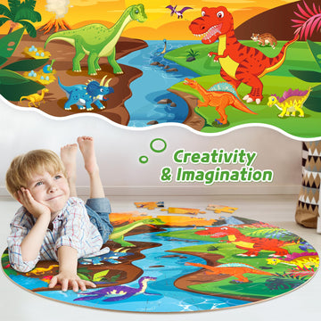 Synarry Floor Puzzles For Kids Ages 4-6, Large 70 Piece Dinosaur Puzzles For Kids Ages 3-5, Dinosaur Puzzles For Kids Ages 4-8, Preschool Toys Gifts For 3 4 5 6 7 8 Years Old Toddlers Boys Girls Child