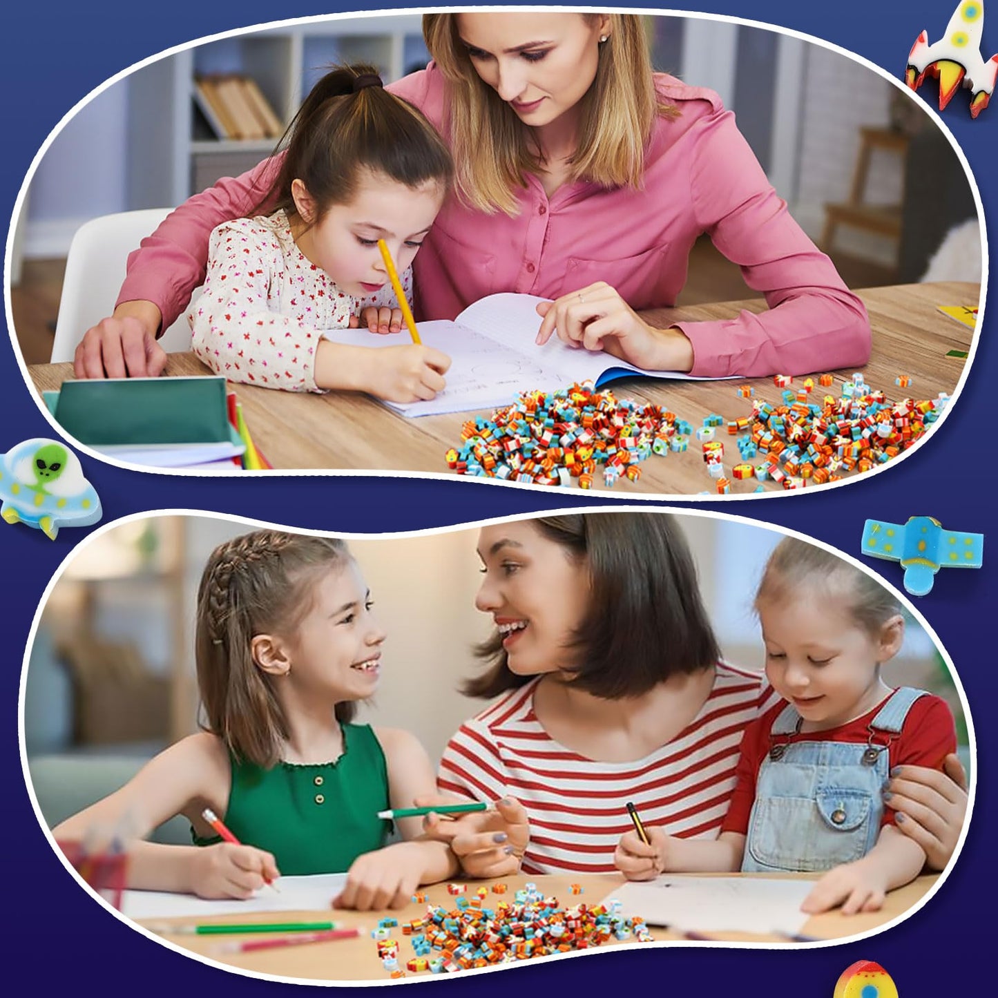Junebrushs Space Mini Erasers, 150Pcs Mini Erasers For Kids Bulk Novelty Cute Pencil Erasers For Student Classroom Prizes Homework Rewards Gifts Party Supplies