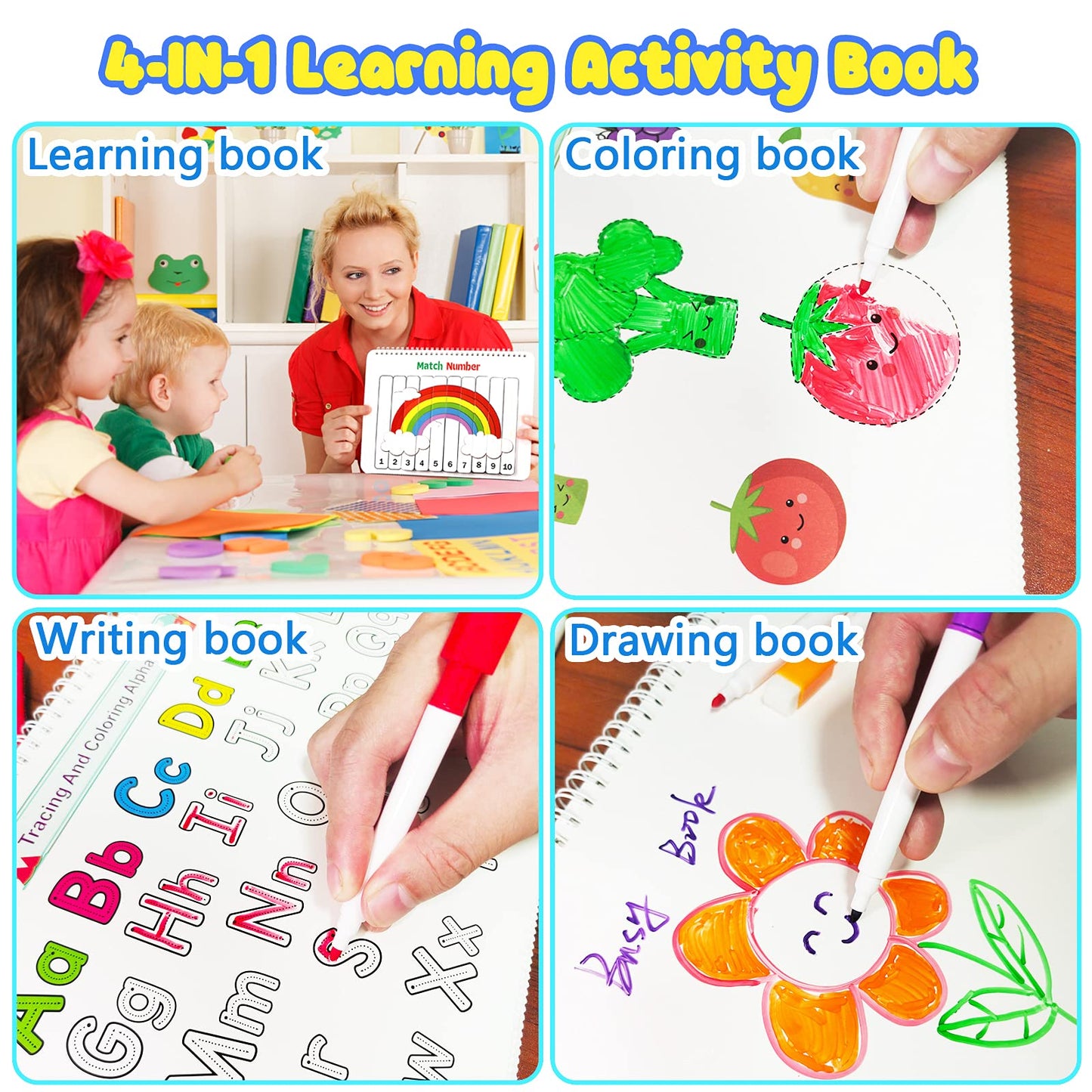 Huijing Montessori Preschool Learning Activities Newest 29 Themes Busy Book - Workbook Activity Binder / Toys For Toddlers, Auti