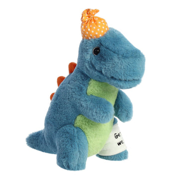 Aurora® Heartwarming Sentiment Get Well Dino Stuffed Animal - Emotional Connection - Personalized Gifting - Blue 11.5 Inches