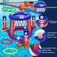 American Flag Pool Toys Games For Kids Adult 2-In-1 Floating Basketball Hoop Inflatable Cross Ring Toss Games Set Summer Swimming Pool Water Games Toys