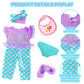 18INDC Baby Doll Clothes 16-18 Inch Mermaid -Themed Baby Dolls Accessories Set - Onesie Outfit  Blanket  Headband  Diaper  Bid  Bottle and Shoes