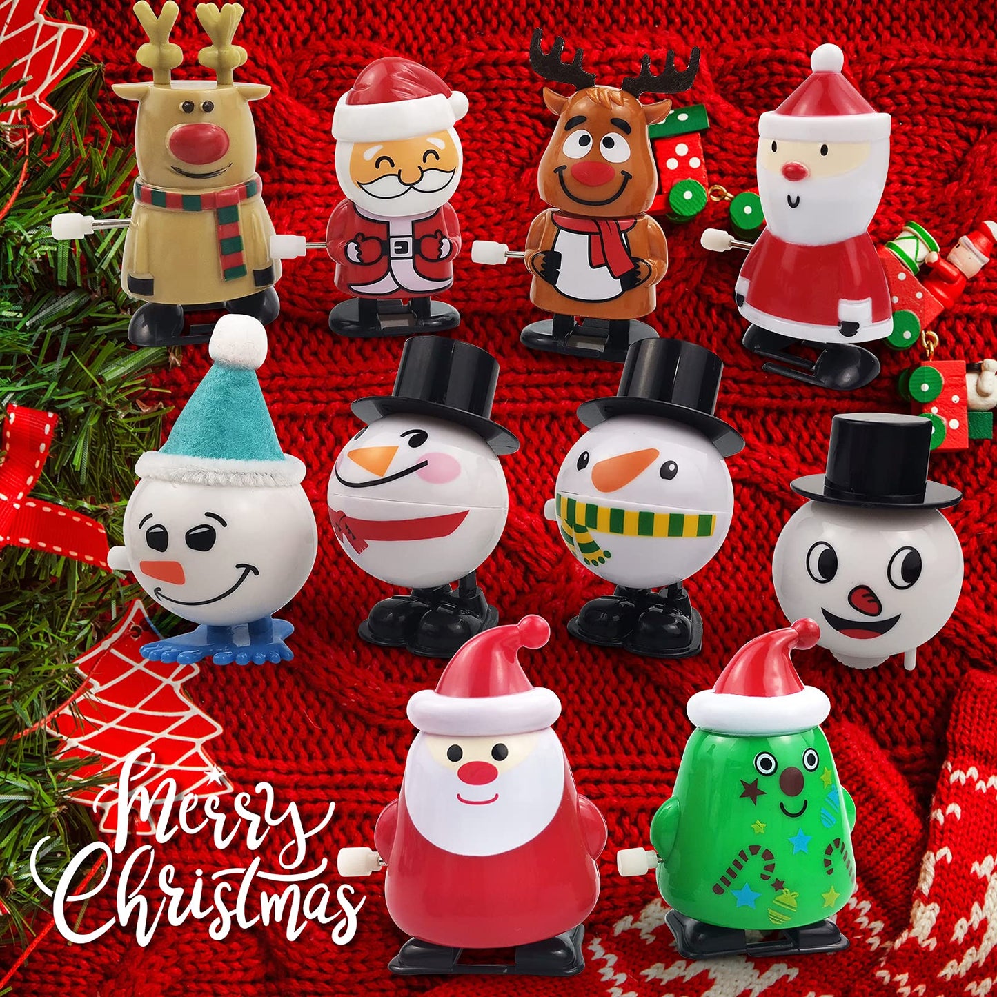 Zgwj 18 Pcs Christmas Wind Up Toys, Educational Walking Clockwork Jump Funny Toys Party Gifts Party Favors Stocking Stuffers For Children Kids Boys Girls Toddlers