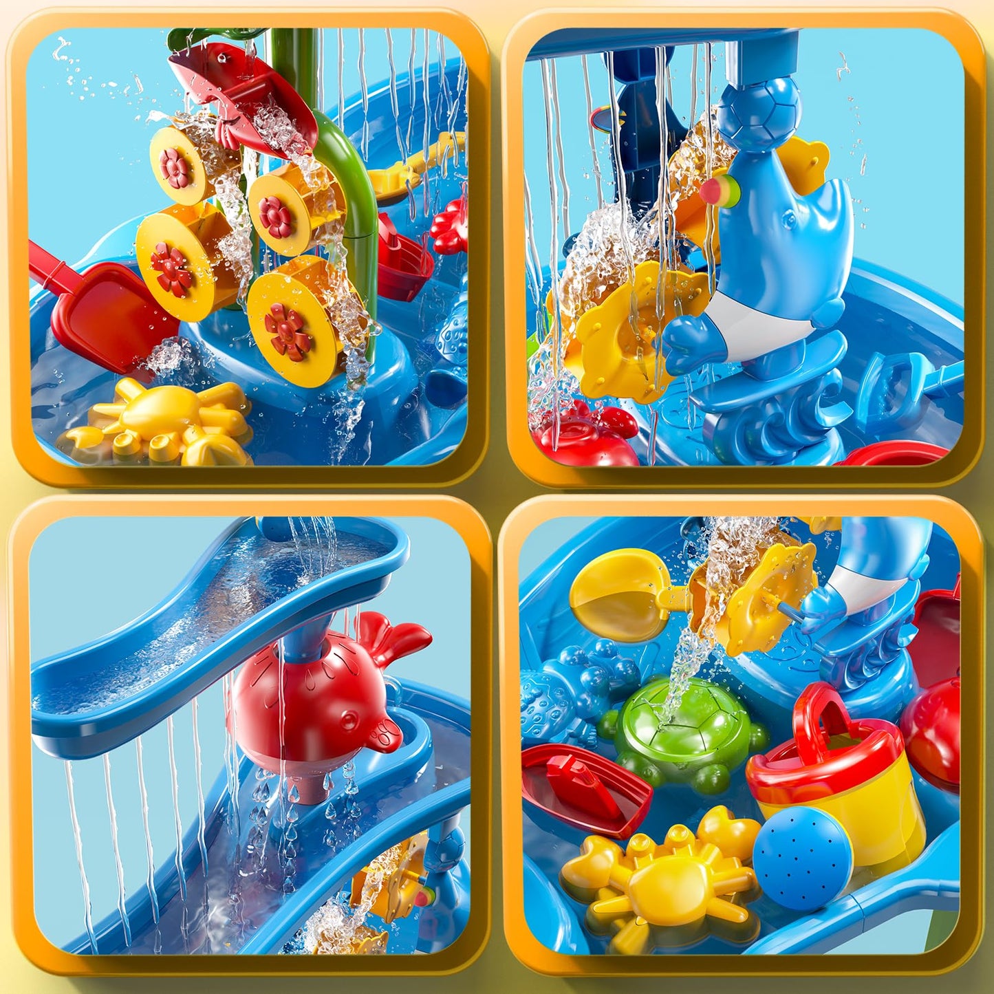 3-Tier Kids Water Table For Toddlers Kids Ages 3-5 4-8, Summer Outdoor Water Table Beach Kids Toys, Toddler Sensory Activity San