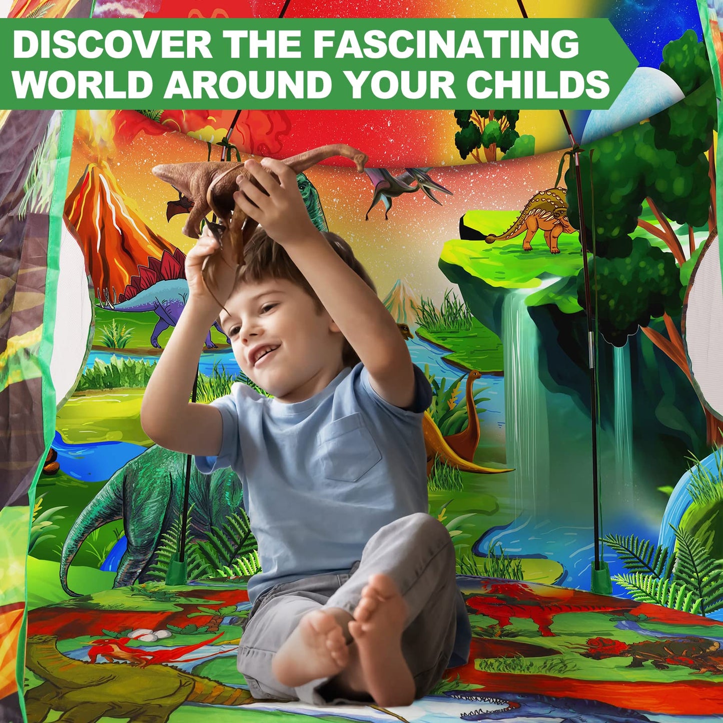 Willingheart Dinosaur Kids Play Tent Boys Girls Indoor Outdoor Pop Up Tents Foldable Toddler Baby Playhouse Child Playroom Children'S Pretend Party Toy Fort House Birthday Gift Camping Games Supplies