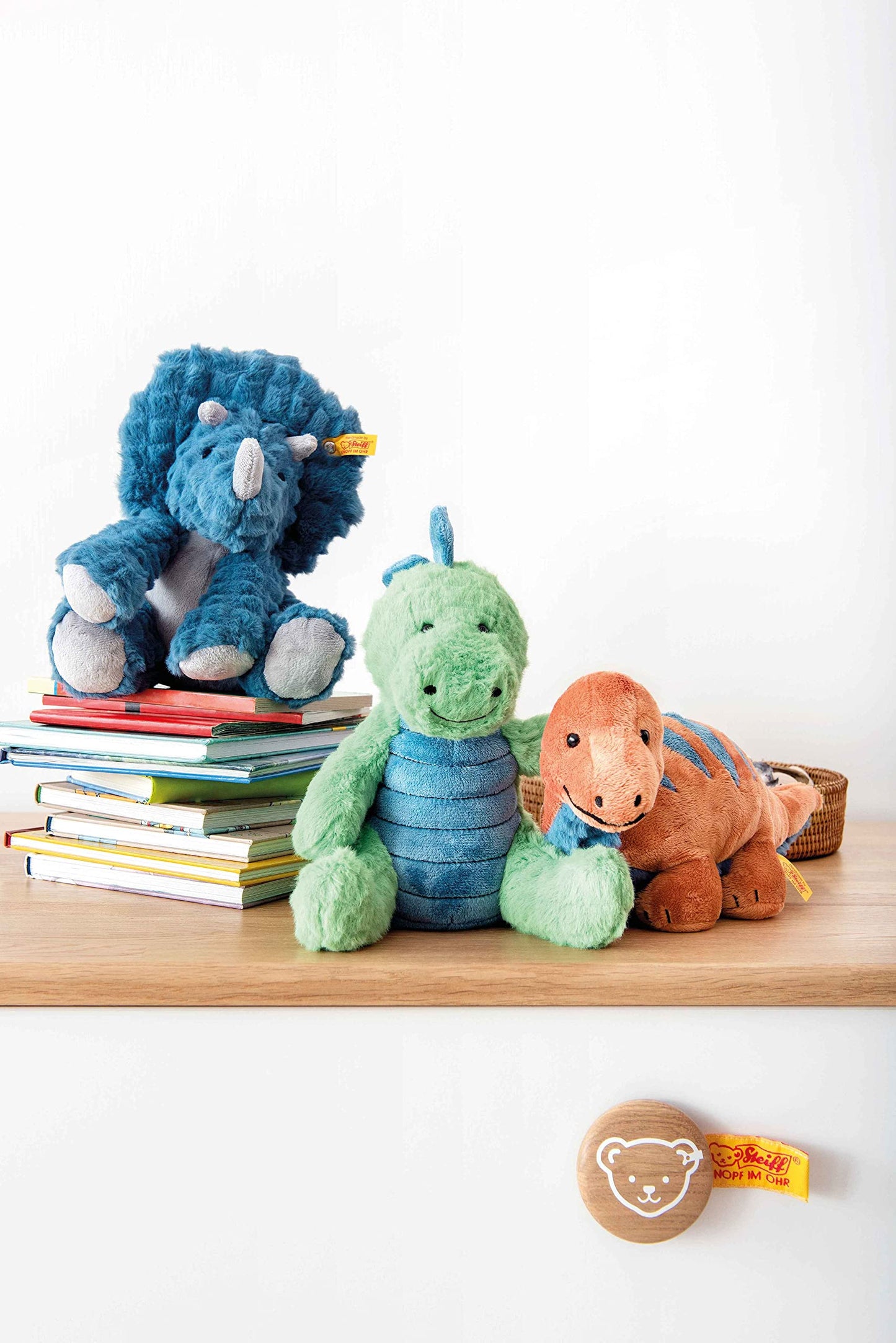 Steiff Dixi Triceratops Dinosaur Plush Stuffed Animal Toy Friend, Blue, 11