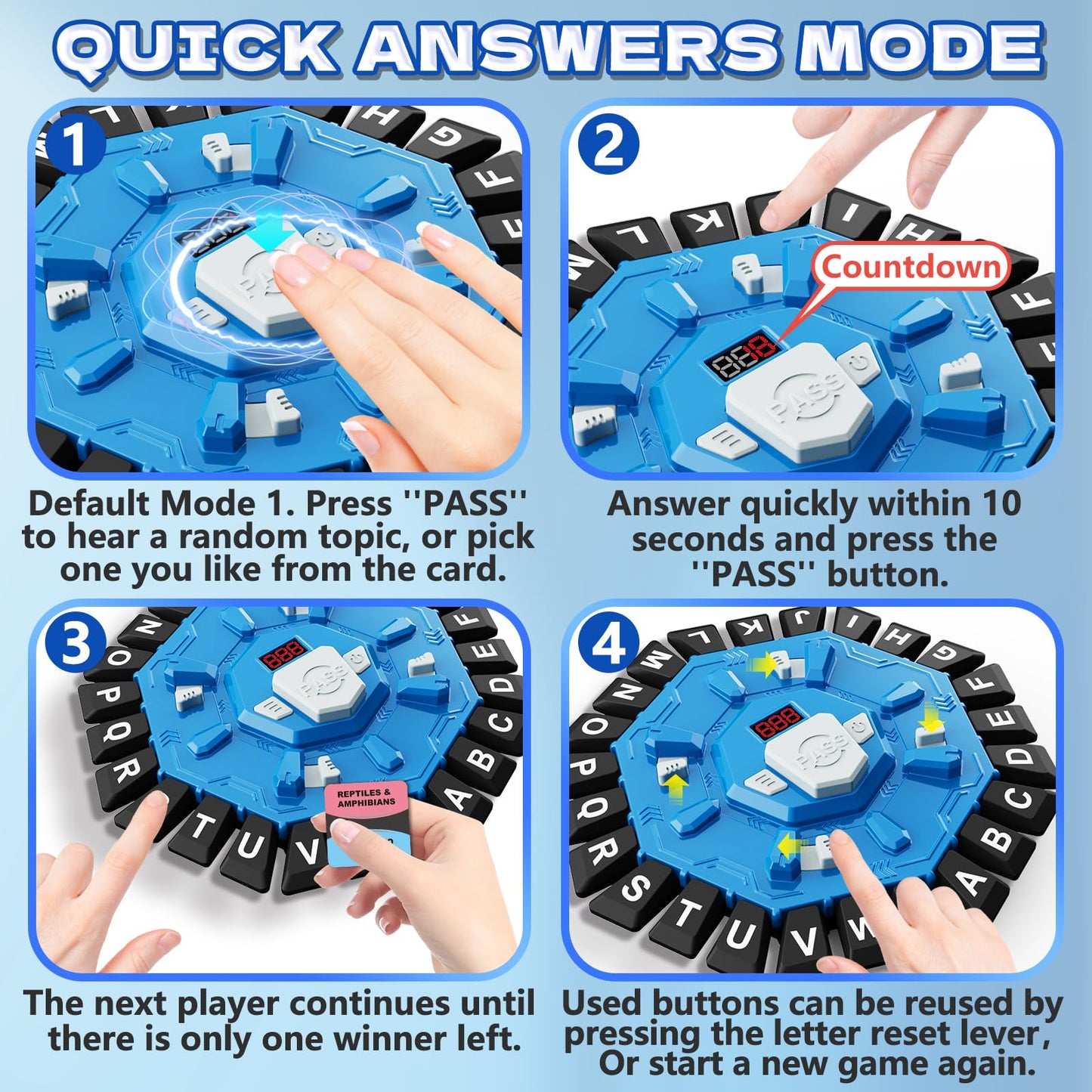 Resflycheng Word Game Family Board Game with Digital Display Timer and 2 Categories Modes Fun Fast-Paced 24-Letter Game for Lear