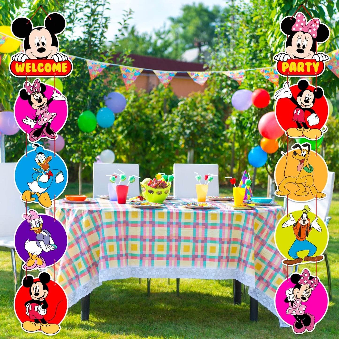 Mouse Birthday Party Supplies, Door Sign Porch Sign Welcome Banner for Mickey Party Decorations