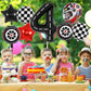 Race Car 4 Balloons, 40 Inch Racetrack Number 4 Balloon, Large Foil Mylar Racetrack Black 4 Balloon For 4 Year Old Birthday Race