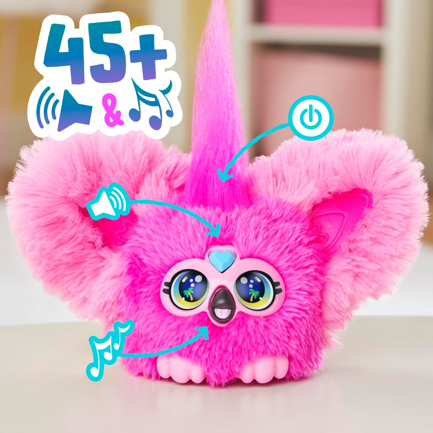 Furby Furblets Flo-Flo Mini Friend, Electronic Plush Toys For Girls & Boys 6+, Pink Flamingo, Speaks Furbish & Plays Music, Seri