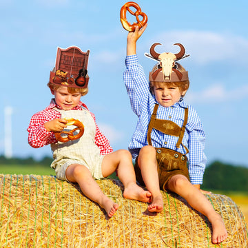 Gersoniel 24 Pcs Party Hats for Kids Paper Headbands Crown for Boys Girls, Birthday Party Decoration Favors(Retro Color,West Cow