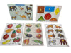 BABY STEPS TOYS & GAMES Wooden Educational Puzzle Peg Board Set, 4 Boards with Knobs  Domestic Animals, Wild Animals, Fruits, 