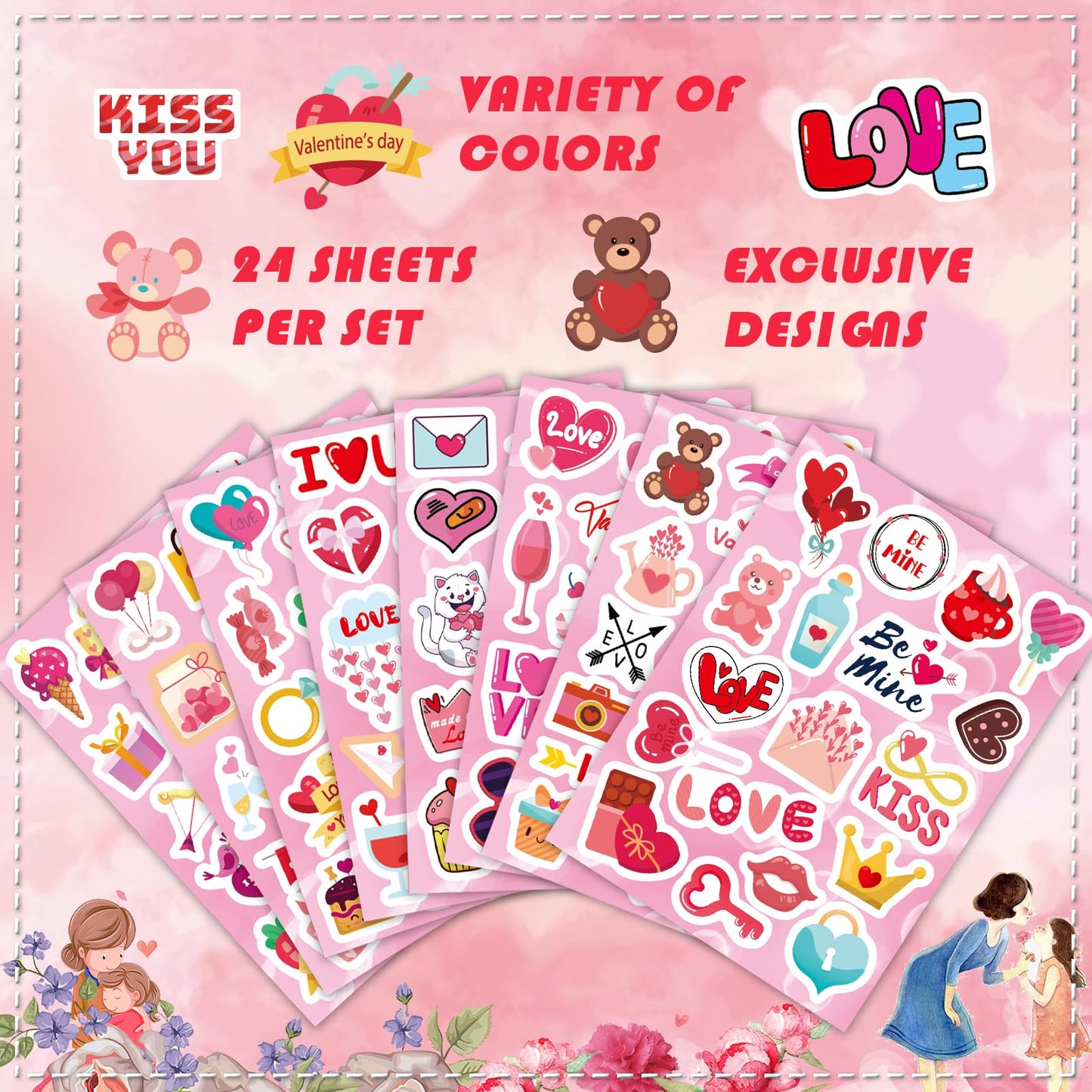 465Pcs Valentine Stickers - Valentines Stickers For Kids Love Stickers Kawaii Heart Stickers Valentine'S Day Theme Stickers Part
