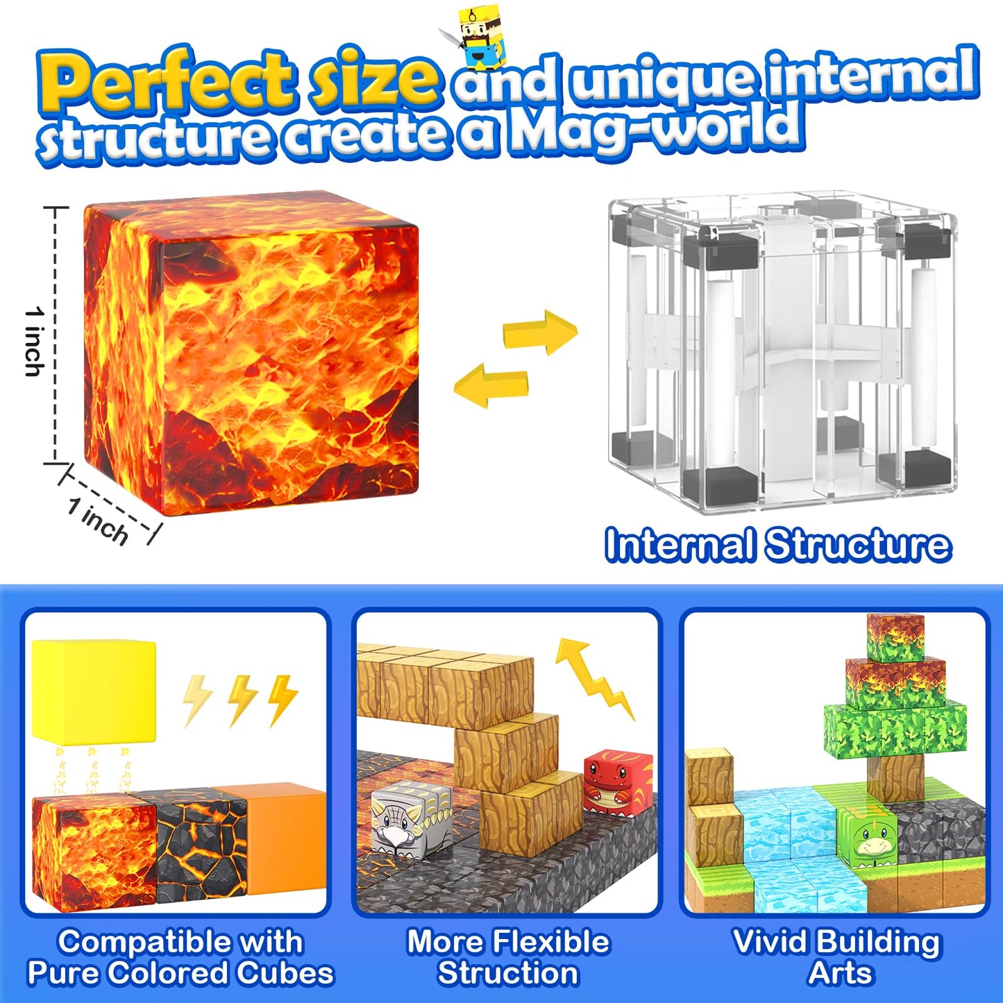 168Pcs Magnetic Blocks-Build Mine Magnet World Dinosaur & Mine Edition, Building Outdoor Sensory Toys For Kids 3-5, Stem Jurassi