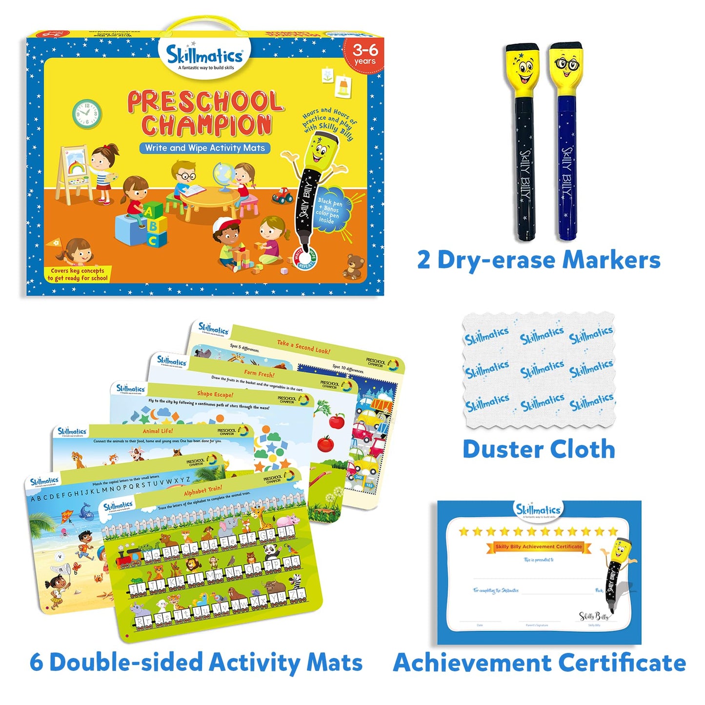 Skillmatics Preschool Champion Educational Toy, Fun Learning Game, Multicolor, 29.6 x 41 x 3 cm, Model SKILL03PCB, Ages 3-6