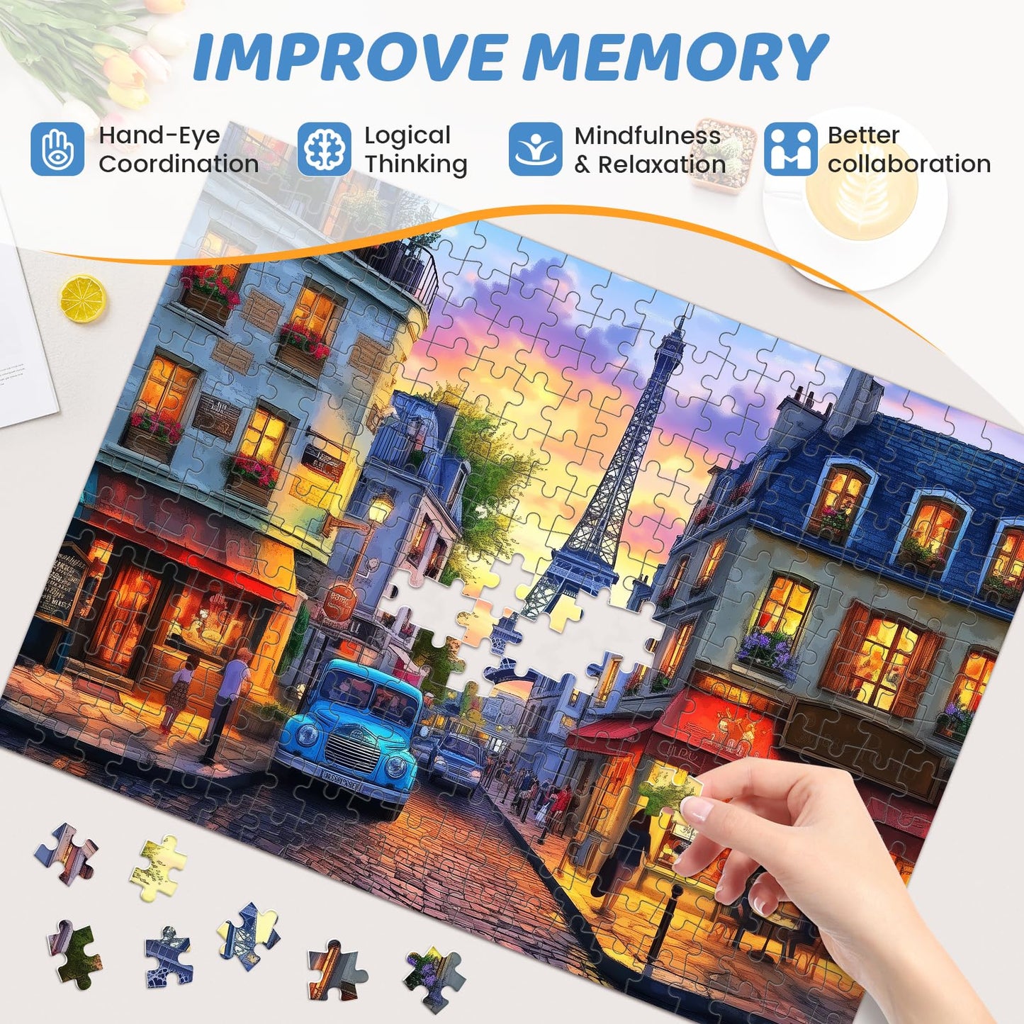 Puzzles 300 Pieces for mature-themeds | Eiffel Tower Jigsaw Puzzles | Recycled Cardboar Jigsaw Puzzles 300 Pieces | Challenging Family Activity Great Gift Idea for Family Friends | 20.5 X 15 inches