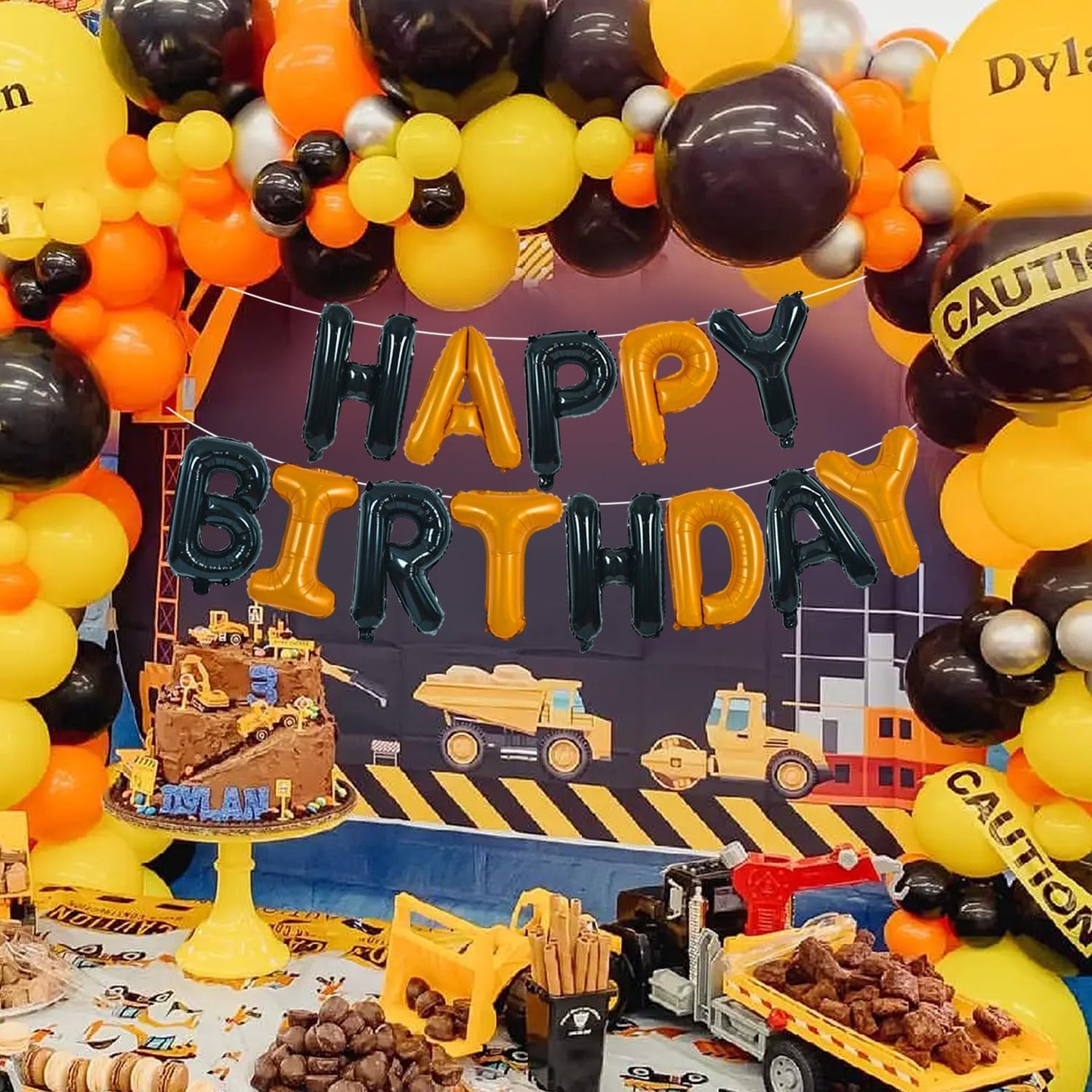 TONIFUL 16 Inch Black Orange Mylar Foil Birthday Balloons Banner Happy Birthday Balloon Letters for Adults & Girls Boys Kids Bir