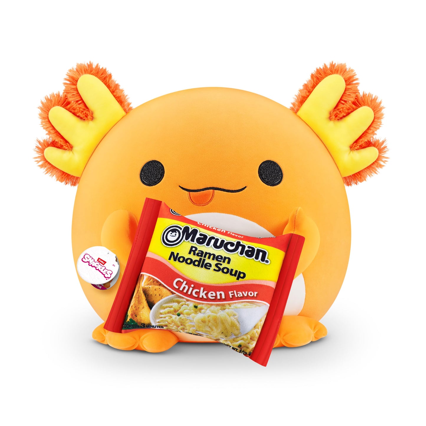 Snackles (Maruchan) Axolotl Super Sized 14 Inch Plush By Zuru, Ultra Soft Plush, Collectible Plush With Real Licensed Brands, St