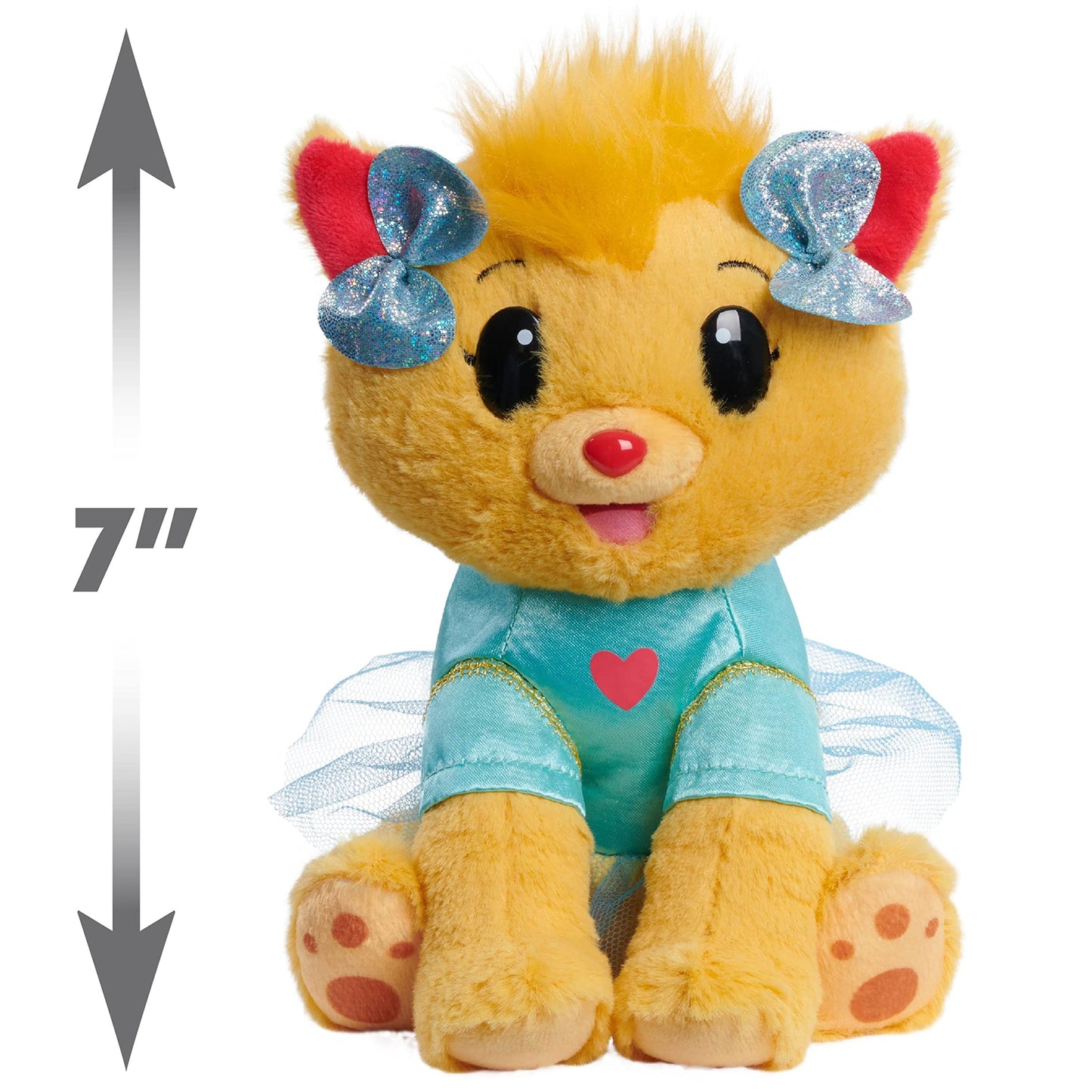 Just Play Ek World Emma'S 7-Inch Cat Daisy Plush Stuffed Animal, Orange Cat, Soft Fabric, Gliterry Bow, Kids Toys For Ages 3 Up