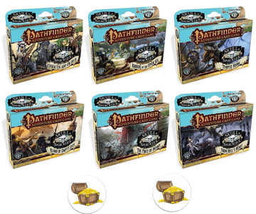 Mixed Bundle Of All 6 Pathfinder Adventure Card Game Skull And Shackles Expansion Decks And 2 Treasure Chest Buttons