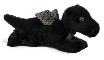 Aurora® Adorable Mini Flopsie™ Midnight Dragon™ Stuffed Animal - Playful Ease - Timeless Companions - Black 8 Inches