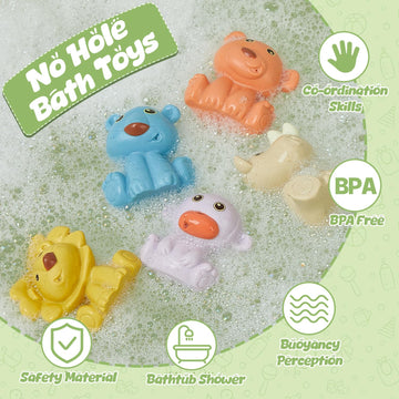 Bykasist Baby Bath Toys For Babies 6-12 Months 9 Pack No Hole Wildlife Animal Mold Free Bath Toys Safe And Non Toxic Water Play
