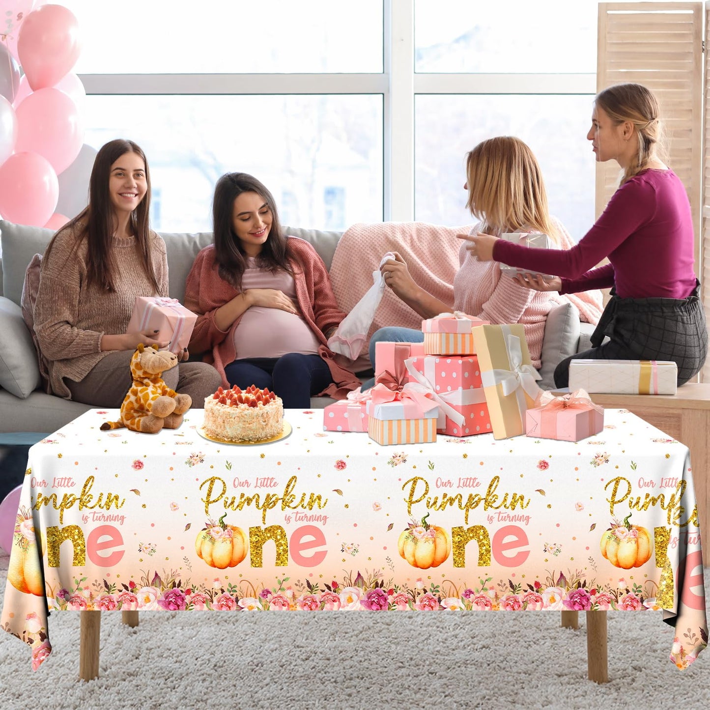 Pumpkin First Birthday Decorations For Girl - 3Pcs Little Pumpkin Is Turning One Tablecloth, Pumpkin Fall 1St Birthday Table Cov