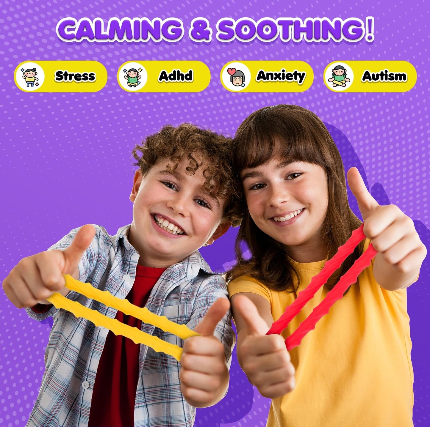 Sensory Fidget Toys For Kids Adults - 8 Pack Stretchy Fidget Bracelet | Texture & Calming Autism Sensory Toys For Special Needs Autistic Children | Calm Down Toy For Toddler Girls Boys