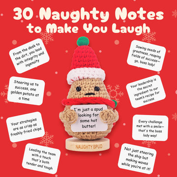 White Elephant Dirty Santa Gifts For Adults - Naughty Santa Crochet Potato With 30 Funny Signs | Secret Santa Gag Gift Idea For