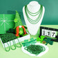 12 PCS St. Patricks Day Beads Necklace, 33'' Green Mardi Gras Beads Necklaces Christmas Necklaces Irish Saint Patricks Necklaces