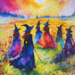Springbok 500 Piece Puzzle - Watercolor Witches Gathering in Blossoming Field, Cardboard Construction, Model 091683017140