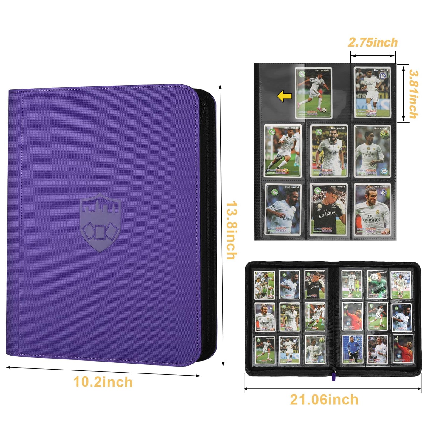 Trading Card Binder 9 Pocket  GERMUN PU Cover Card Binder for 360 Cards  enhanced Trading Card Holder Folders  Double Sided Pocket Card Album for MTG  TCG (Purple)