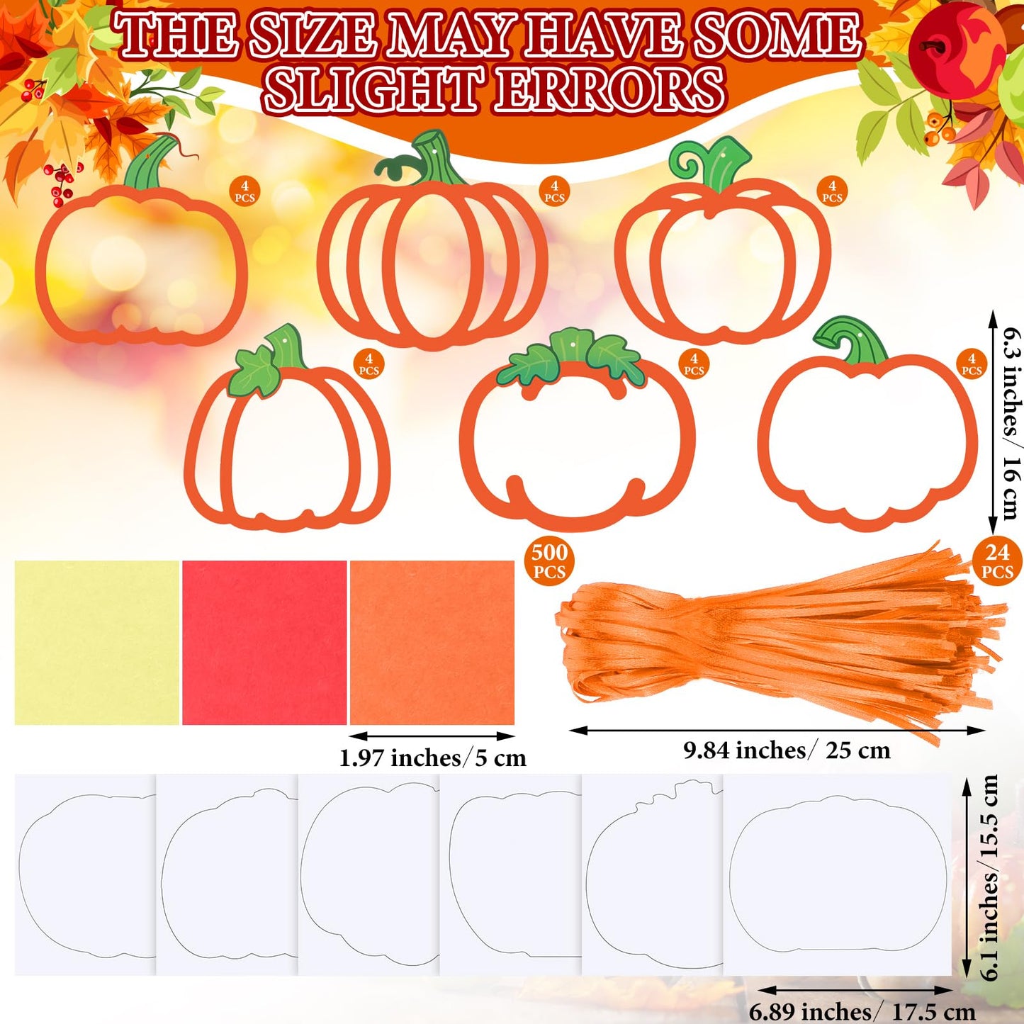 Chiisong 24 Sets Pumpkin Crafts Kit DIY Tissue Paper Sign Crafts for Back to School Fall Harvest Thanksgiving Religious Christia