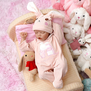 Jizhi Lifelike Reborn Baby Dolls - 17-Inch Baby Soft Body Realistic-Newborn Dolls Full Body Vinyl Real Life Dolls With Rabbit Toy, Feeding Kit, Gift Box For Collection Or Kids Age 3 +
