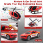 Yiwsnust Large Flatbed Semi Truck Toy For Kids, 25.6 Big Fire Truck Toy With Flatbed Trailer, Helicopter And Fire Police Car, Fr