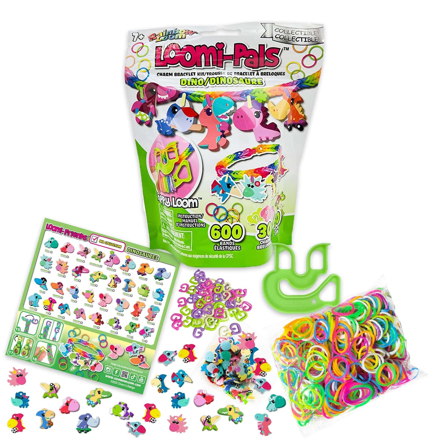 Rainbow Loom: Loomi-Pals Collectible 4 Pk Bundle: Zoo, Dino, Fairy, Food - 4 Rubber Band Diy Charm Bracelet Kits, Design & Create, Ages 7+