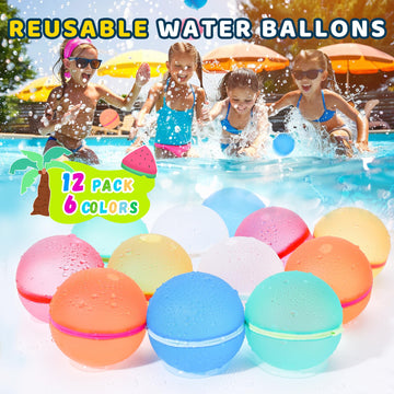 Reusable Water Balloons - 12 Pack Summer Toys For Boys & Girls, Pool & Beach Toys For Kids Ages 4-8 & 8-12, Quick Fill Water Bal