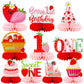 DTOFOOT 10 PCS Berry First Birthday Decor, Strawberry Theme 1st Birthday Table Centerpiece Strawberry Decorations for Baby Girls