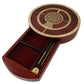 Round 4 Track Continuious Cribbage Board W/Card Storage Drawer Bloodwood Tracks on White Maple - Corners  Skunks & Games Won
