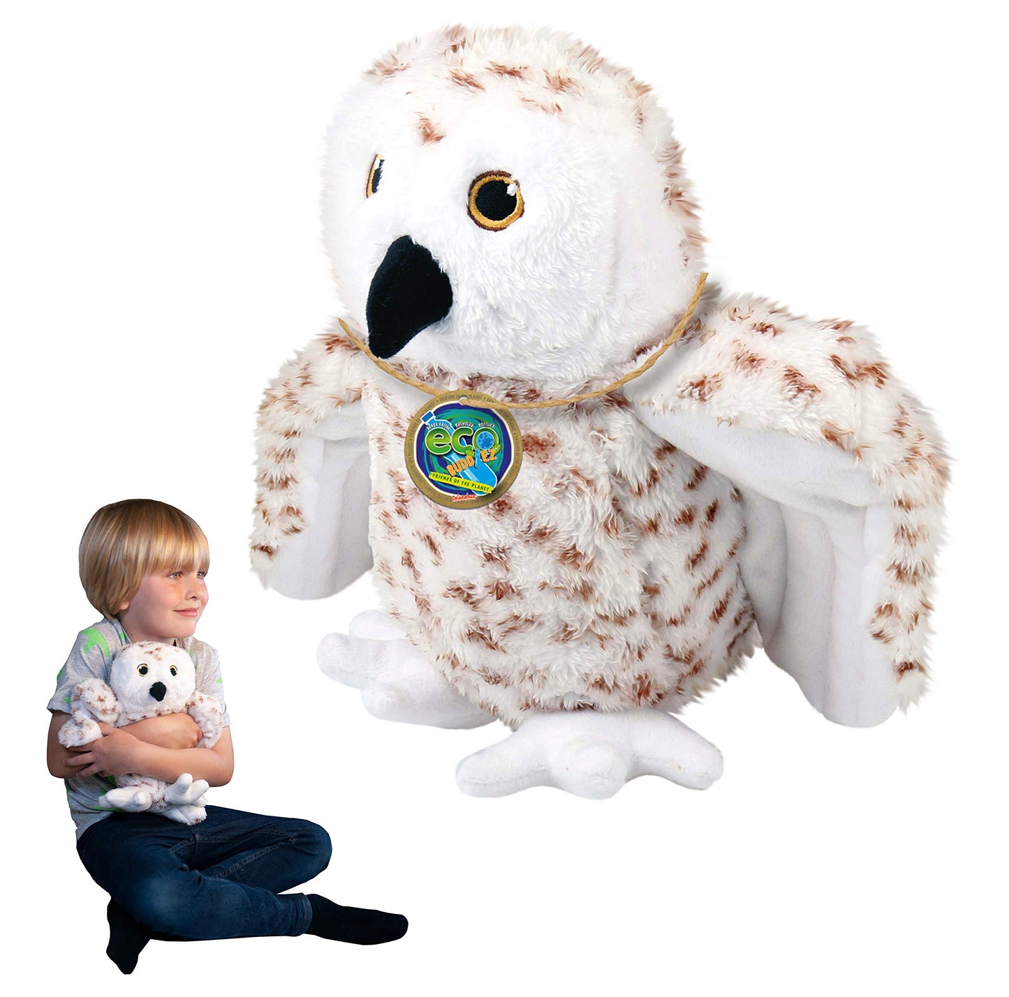 Ecobuddiez - Snowy Owl From Deluxebase. 12 Inch Snowy Owl Plush Toy. Eco Friendly Child Safe Owl Stuffed Animal Made From Recycled Plastic Bottles.