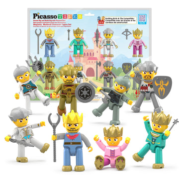 Picasso Toys Magnetic Action Figures Medieval King And Knights Character For Building Blocks Tiles Construction Toddler Toy Set 