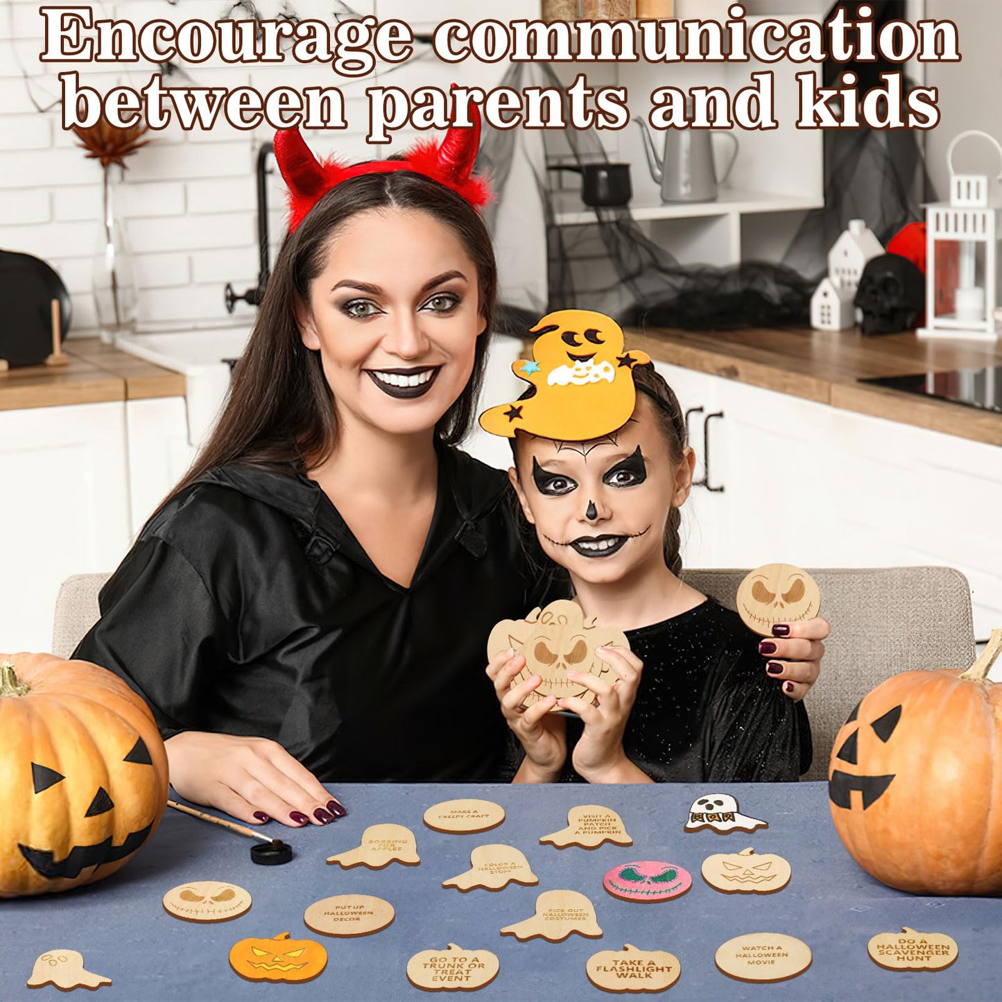 Cypherx Halloween Wood Crafts For Kids, Halloween Treasure Hunt Tokens For Kids, Halloween Activity And Reward Wood Tokens, Diy