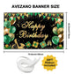 Avezano Green Happy Birthday Banner Green Gold Black Happy Birthday Backdrop Glitter Bday Party Decorations for Women 6 x 3.6 ft