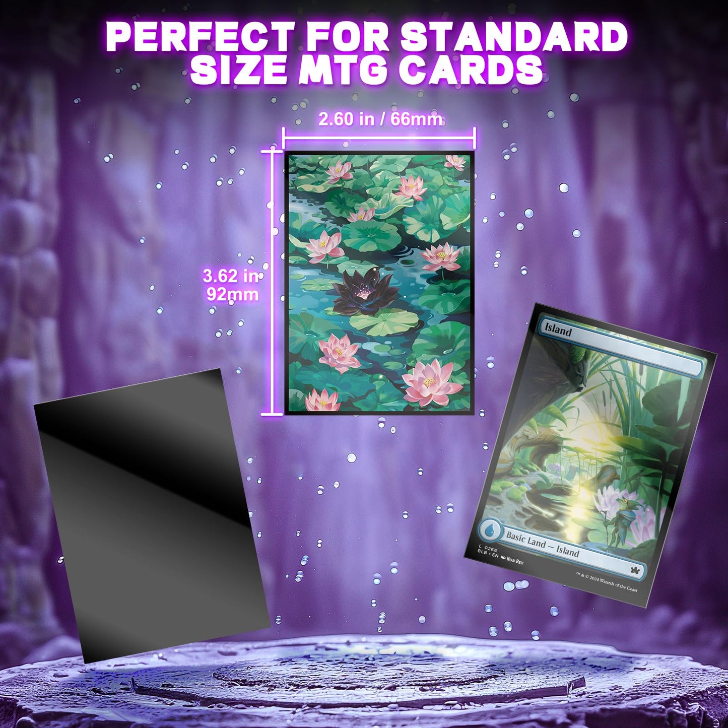 Mtg Card Sleeves 100Ct (Bloomburrow Black Lotus Pool), Matte Art Card Sleeves, Matte Back & Clear Front, 66X92Mm