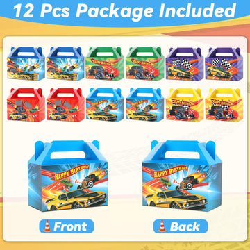 12Pcs Race Car Party Treat Boxes Hot Car Gift Box Birthday Party Supplies Wheels Wild Goodie Gift Boxes Race Car Party Favor Box