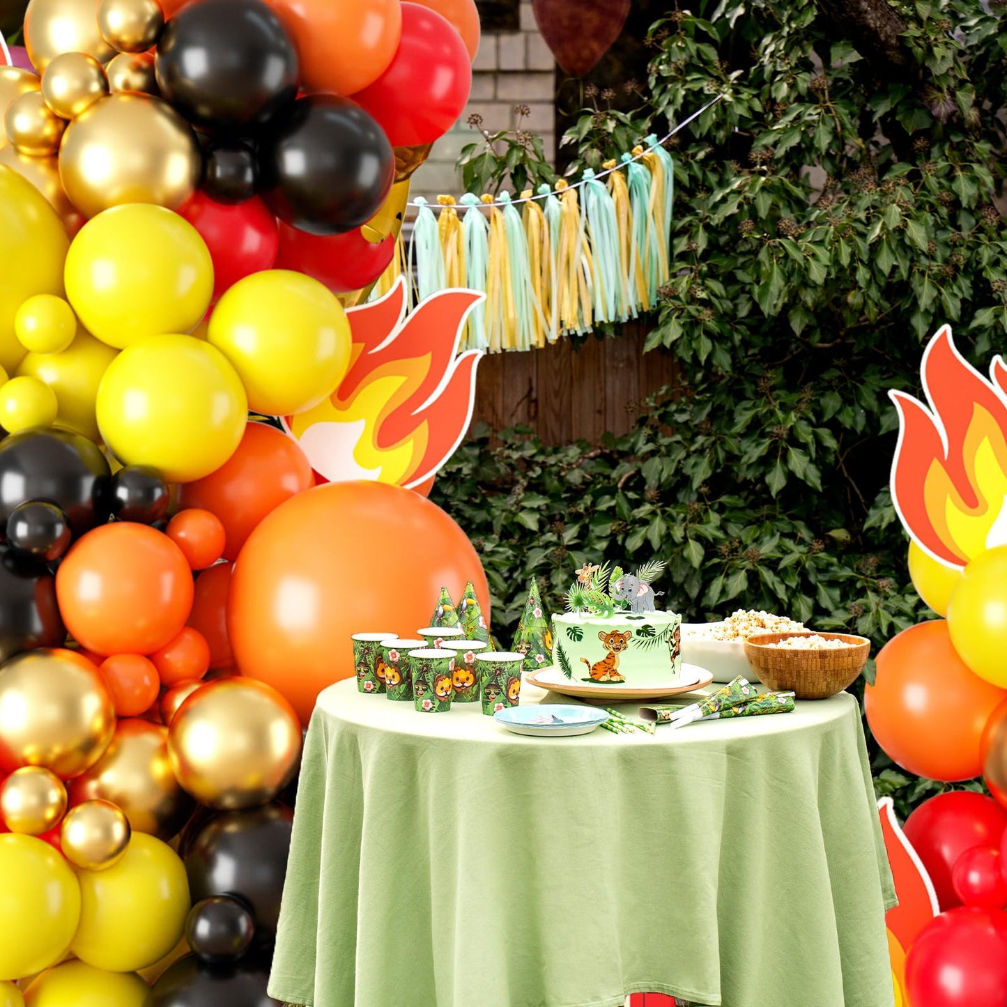 Red Yellow Black Balloon Arch, Fire Truck Balloon Garland For Firefighter Birthday Party Decorations, Fire Truck Theme Yellow An