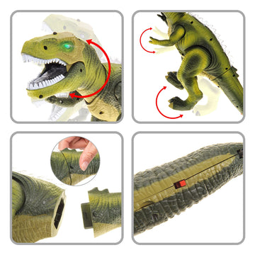 Powertrc Remote Control Dinosaur T-Rex Toy For Kids | Realistic Prehistoric Sounds | Dinosaur Robot Toy Lights Up And Roars | Walking Rc T-Rex Robot Toy (Green)