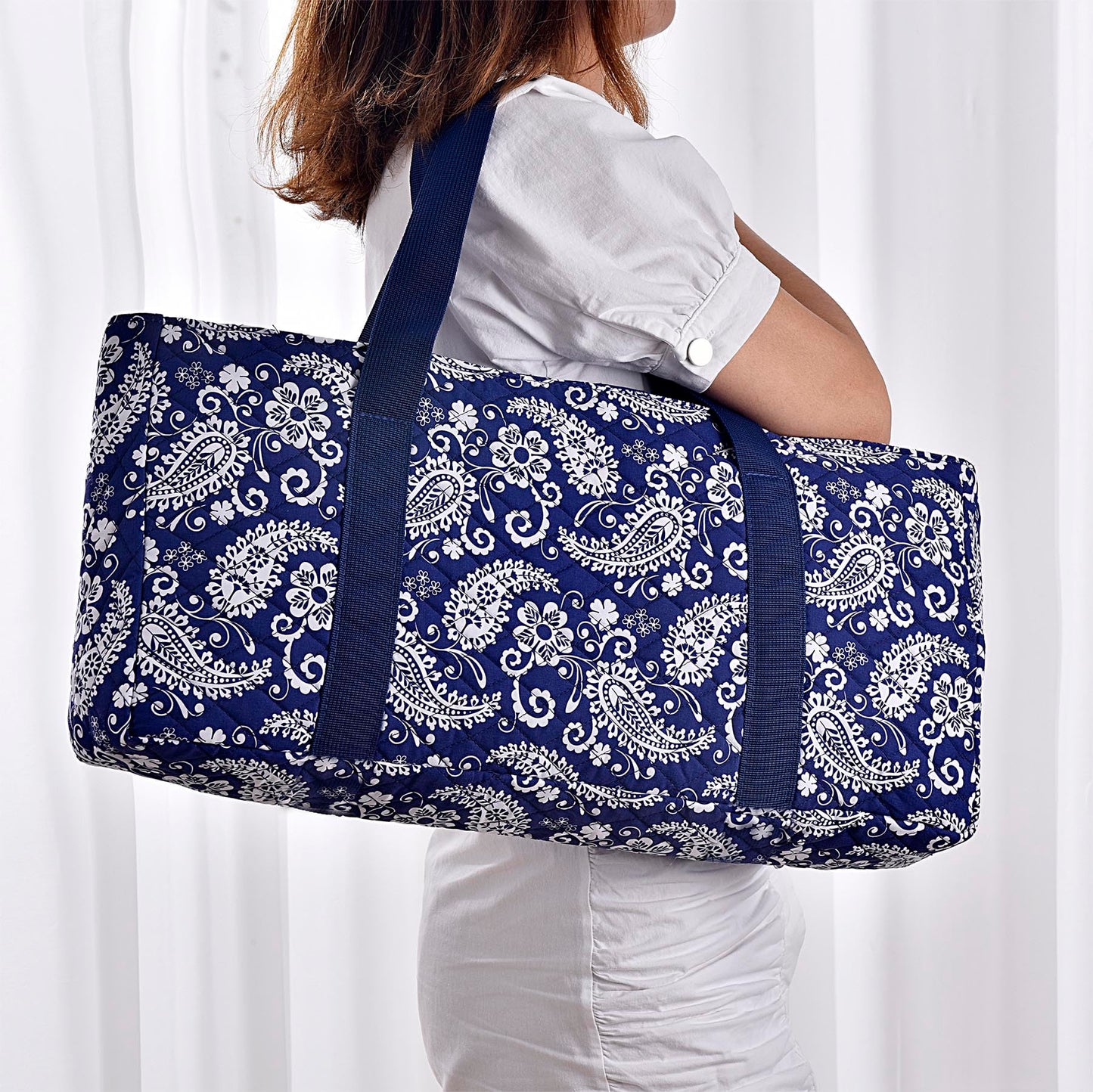 Mose Cafolo American Mahjong Game Set, Blue Paisley Carrying Bag,166 Premium White Tiles,4 All-In-One Color Rack/Pushers,100 Chips,1 Wind Indicator, Complete Mah Jong Tiles Set, Mah Jongg Set