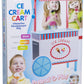 Ice Cream Cart Kids Pretend Play Stand- 33+ Pc Accessories, Realistic Premium Wooden Toy Set, Money Box, Chalkboard & Icecream T