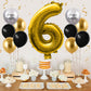 40 Inch Gold Number 6 Balloon, 6Th Birthday Balloons, 11Pcs Gold Black Latex Balloons Silver Birthday Print Balloons Digital 6 F